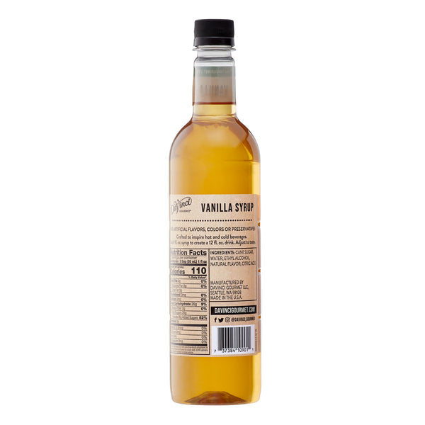 DaVinci Gourmet Naturals Vanilla Syrup - 4 x 750 ml Plastic