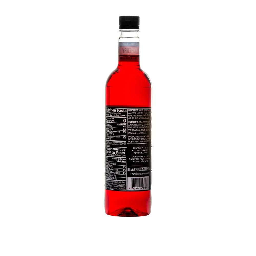 DaVinci Gourmet Sugar-Free Cherry Syrup - 4 x 750 ml Plastic