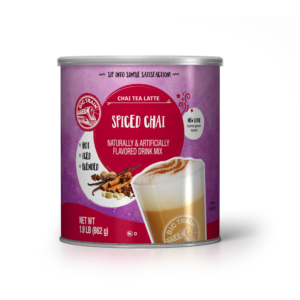 Big Train Spiced Chai Tea Latte Beverage Mix - 6 x 1.9 lb Can