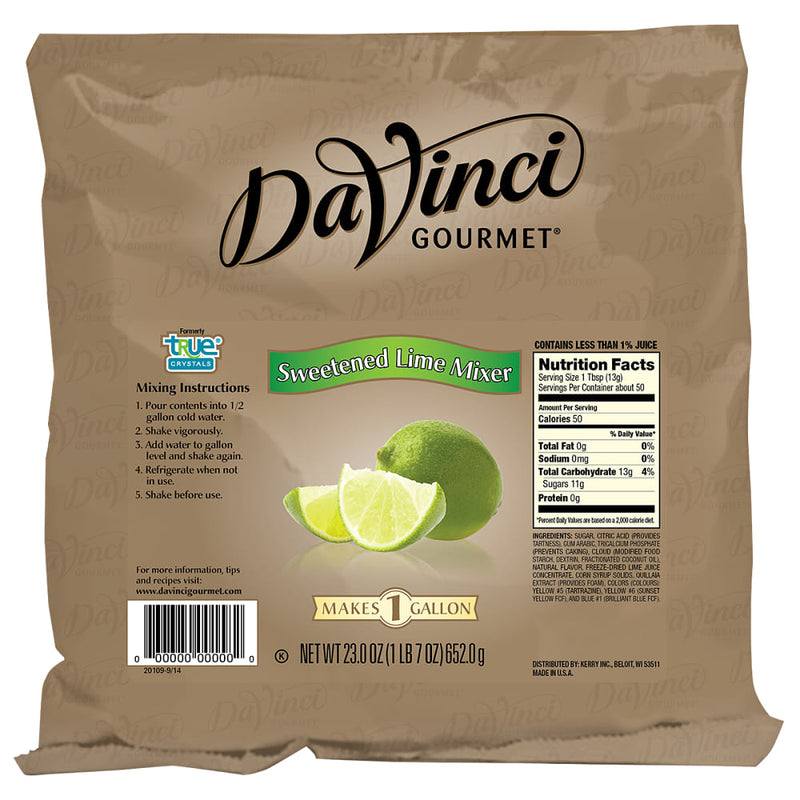 DaVinci Gourmet Sweetened Lime Cocktail Mixer - 12 x 23 oz Bags